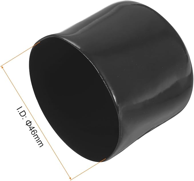 uxcell 4pcs Rubber End Caps 46mm ID Vinyl Round End Cap Cover Screw Thread Protectors Black, 40mm Height