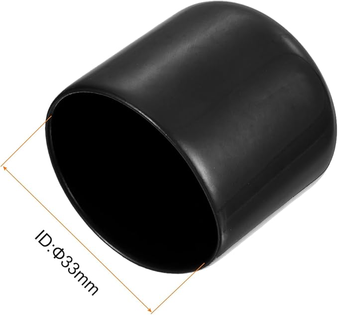 uxcell 4pcs Rubber End Caps 1 5/16"(33mm) ID Vinyl Round End Cap Cover Screw Thread Protectors Black, 30mm Height