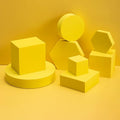 8PCS Geometric Cube Photo Props Set, Hard Foam Photography Background Props for Goods, Crafts, Lipstick, Jewelry, Cosmetics, Makeup Tools, Food (Yellow)