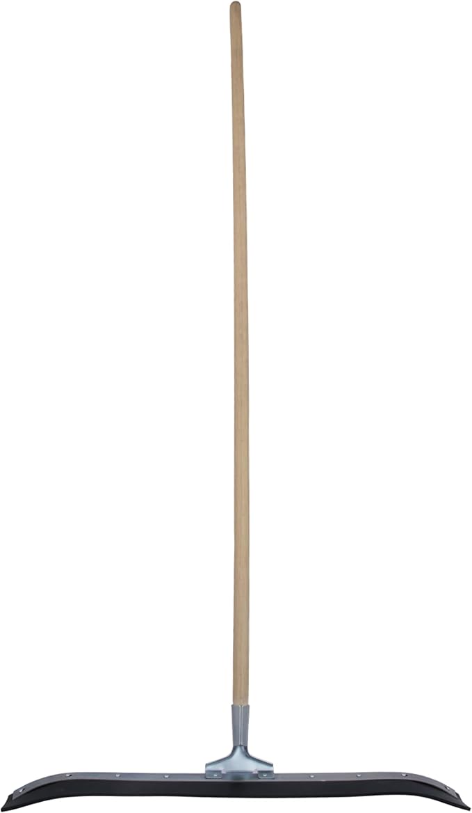 MARSHALLTOWN Asphalt Squeegee, 24 Inch Neoprene Curved Blade, 60 Inch Wood Handle, Spread Sealer Over Asphalt, Reversible, RED700247