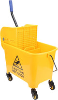 Generic Mop Bucket with Wringer, 20L Floor Cleaning Handle Wheels, 20L Side Press Wringer Commercial Mop Bucket with Wheels and Handle for Floor Cleaning