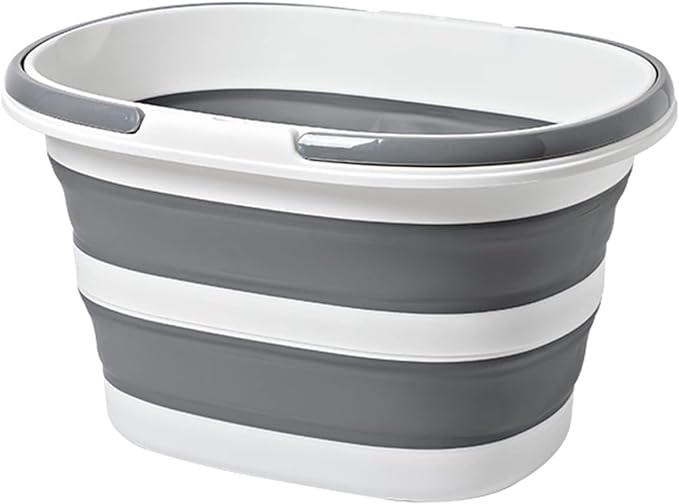 Large Collapsible Bucket 4.2 Gallon (16L) for House Cleaning, Camping, and More - Space Saving, Multiuse Water Bucket for Cleaning Mop - Lightweight and Portable (Grey-1)
