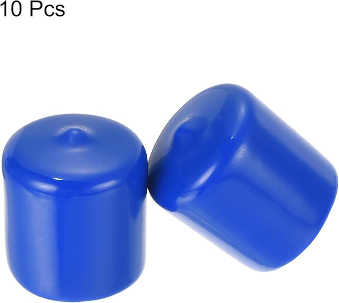 uxcell 10pcs Rubber End Caps 25mm ID Vinyl Round Tube Bolt Cap Cover Screw Thread Protectors Blue