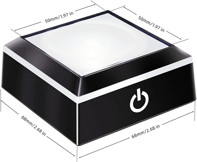 EUSTUMA LED Light Base Non-Slip Square Display Stand in A Variety of Colors,Suitable for Glass Crystal Spherical Artwork (Led Base for Glass Ball)