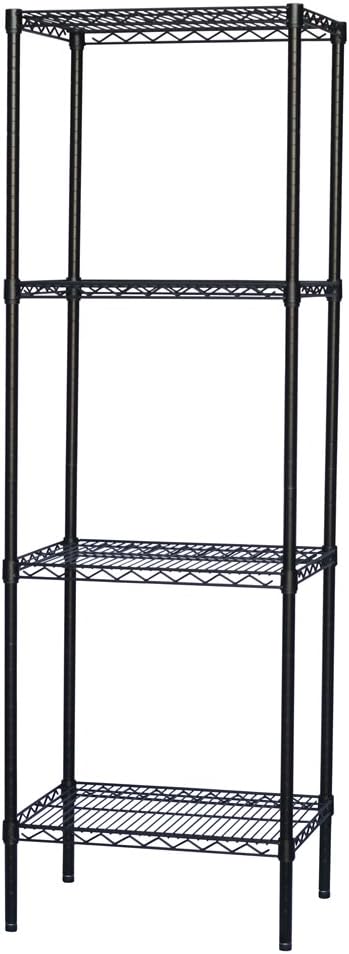 Shelving Inc. 8" d x 30" w x 54" h Black Wire Shelving with 4 Tier Shelves, Weight Capacity 300lbs Per Shelf