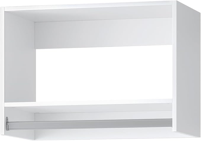 ROOMTEC 28.5" Tall Hanging Closet Unit, Modular Closet System with Hanging Rod, Wardrobe Organizer for Bedroom or Walk-in Closet, Wall Mounted, Customizable Clothes Storage Unit, White