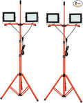 LEDMO 26000 Lumen LED Work Lights on Stand Tripod,200W Bright 2 Adjustable Head Work Floodlights with Individual Switch,IP65 Waterproof Outdoor & Indoor for Job Site Workshop Security Fixture