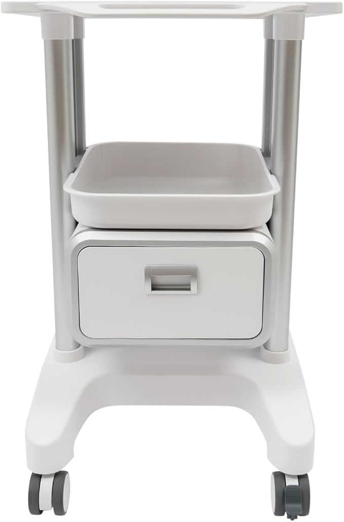 Salon Cart,Freestanding Salon Trolley Storage Cart Utility Cart,Lab Utility Cart with 1 Drawers & 2 Top Tray,Mobile Trolley with 4 Universal Wheels, Capacity 220.46lbs