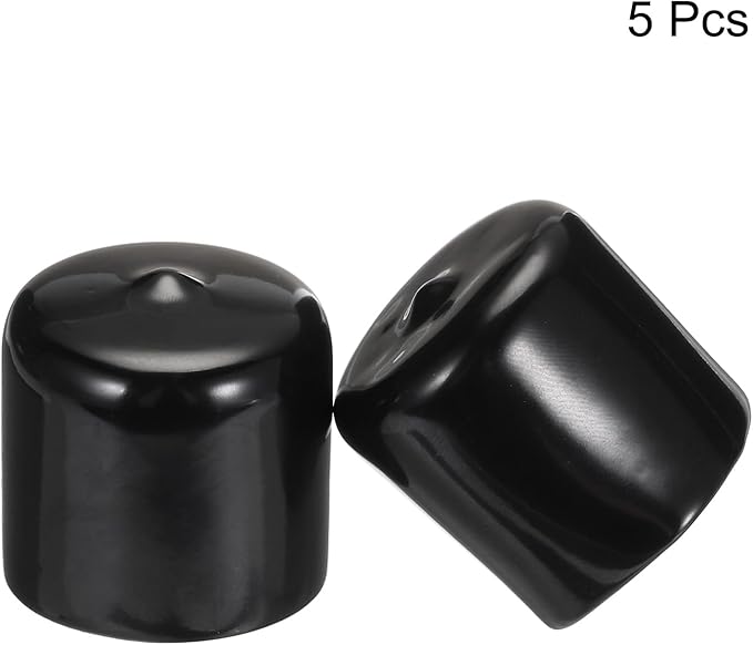uxcell 5pcs Rubber End Caps 31mm ID Vinyl Round Tube Bolt Cap Cover Screw Thread Protectors Black
