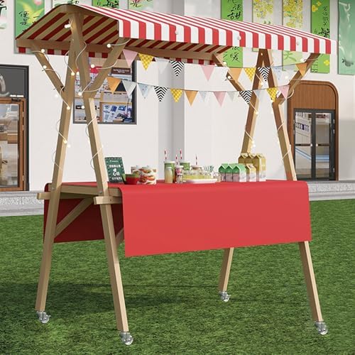 Foldable Vendor Cart with Wheels - Portable Outdoor Concession Stand for Farmers Market, Fairs, Street Vending, Commercial Display Kiosk, Mobile Food Stall