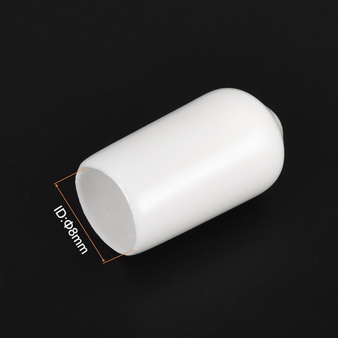uxcell 20pcs Rubber End Caps 8mm(5/16") ID Vinyl Round End Cap Cover Screw Thread Protectors White