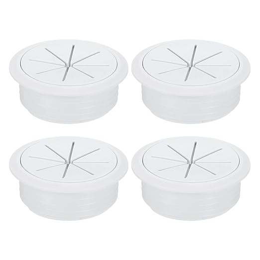 uxcell 4 Pcs Desk Grommet, 2.36 inch 60mm Desk Cable Hole Cover Wire Hole Insert for Home Office Table Cabinet Cord Organizer, White