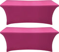 SEPARO 2Pack,6FT Fuchsia Spandex Table Cover Fitted Rectangular Tablecloth Stretchable Tablecloth 6 ft Wrinkle-Free for Party Tradeshows Banquet Weddings Cocktail
