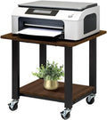 SunnyPoint 2-Tier Under Desk Printer Stand with Storage Shelf and Steel Frame, Industrial Mobile Printer Cart Holder with Lockable Improved Industrial Wheels for Home and Office