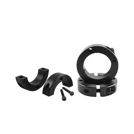 (4-Pack) Shaft Collar 15/16" Bore, 1045 Steel Double Split Clamp-On Shaft Collars Style, 1-3/4" OD, 1/2" Thickness, with M4 Set Screws