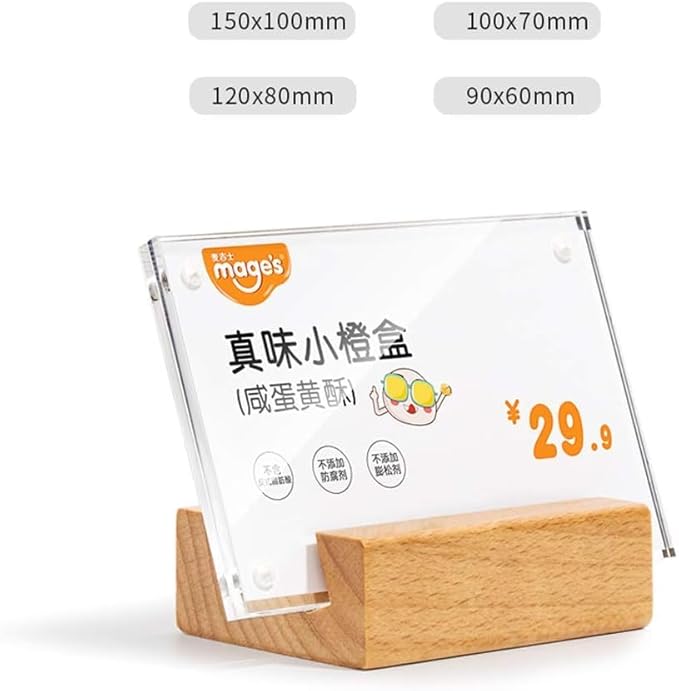2 Pack Acrylic Label Holder Price Tag Displays Sign Holder Data Card Holder Table Top Sign Stand(120*80mm/4.72x3.15 inches)
