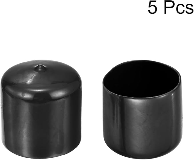 uxcell 5pcs Rubber End Caps 1 13/16"(46mm) ID Vinyl PVC Round Tube Bolt Cap Cover Screw Thread Protectors Black