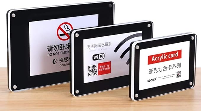 5 Pack Acrylic Label Holder Price Tag Displays Sign Holder with 3M Tape Adhesive Wall Mount Sign Stand (Black 90*60mm/3.54*2.36 inches)