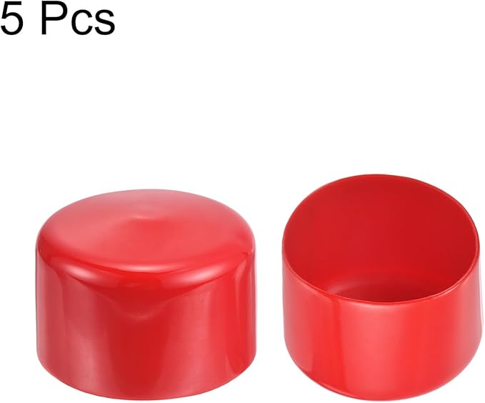 uxcell 5pcs Rubber End Caps 2 3/8"(60mm) ID Vinyl PVC Round Tube Bolt Cap Cover Screw Thread Protectors Red