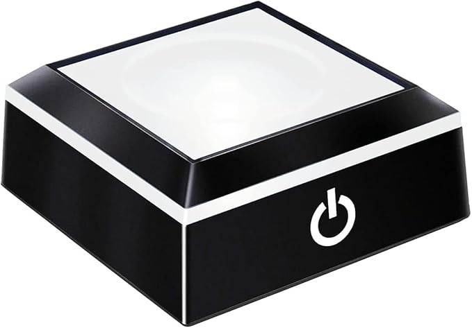 EUSTUMA LED Light Base Non-Slip Square Display Stand in A Variety of Colors,Suitable for Glass Crystal Spherical Artwork (Led Base for Glass Ball)