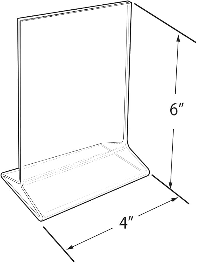Azar 142726 Vertical Top Load 4" wide x 6" high Acrylic Sign Holder, 10 Count