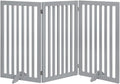 unipaws 36" H Free Standing Pet Gate for Dog Cat, Tall Wooden Dog Gates for Doorway, Stairs, Foldable Pet Fence for The House, Expandable Barrier, Indoor Use, Grey