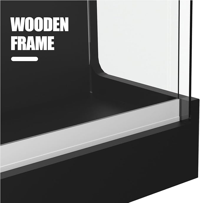 4ft Retail Checkout Counter with Front Glass Display Showcase – Black Ledge Top Store Counter with Tempered Glass, Locking Drawers & Storage Shelves – Boutique Display Cabinet