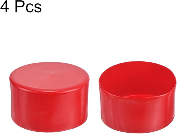 uxcell 4pcs Rubber End Caps 3 3/4"(95mm) ID Vinyl Round End Cap Cover Screw Thread Protectors Red, 50mm Height
