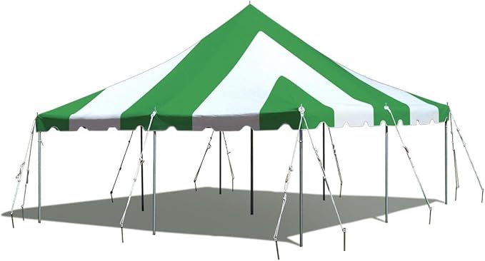 TentandTable 20' x 20' Premium Canopy Tent, Green/White, Outdoor Pole Tent, 40-80 Person Capacity for Parties, Weddings, Events, Commercial and Residential Use, Large Heavy Duty Vinyl Canopy Tents