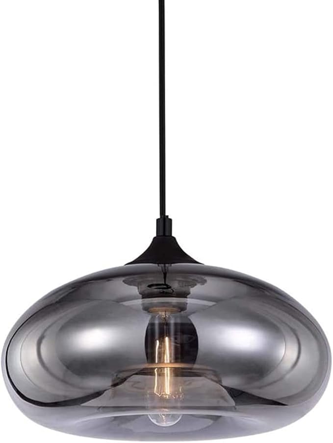 Industrial Shape of Onion Vintage Chandelier E27 Pendant Light Ceiling Lamp Colorful Glass Cage (Mirror Grey)