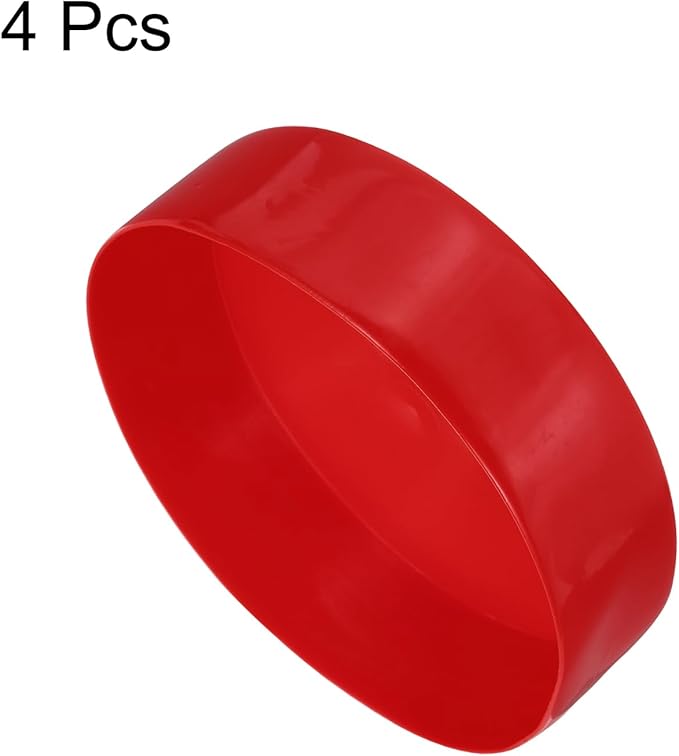 uxcell 4pcs Rubber End Caps 7 1/16"(180mm) ID Vinyl Round End Cap Cover Screw Thread Protectors Red, 50mm Height