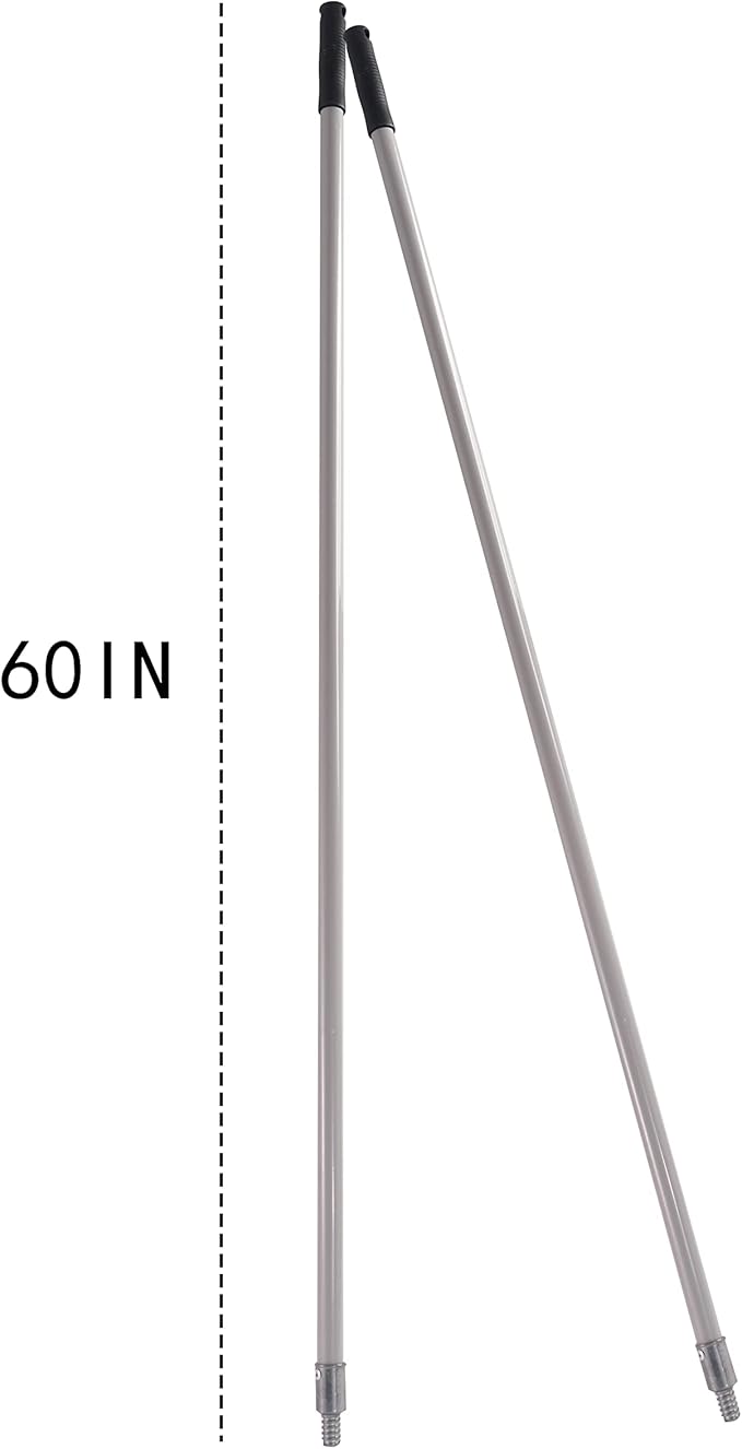 Matthew Cleaning Commercial Screw On Mop Handle for Floor Cleaning Heavy Duty Mop Head Replacement Holder 60inch with Threaded Metal Tip(Gray, 12 Pack)