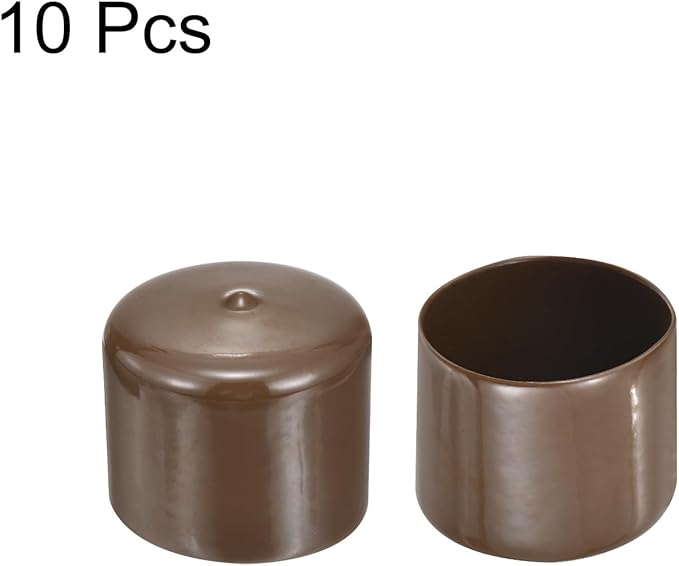 uxcell 10pcs Rubber End Caps 49mm(2") ID Vinyl Round End Cap Cover Screw Thread Protectors Brown