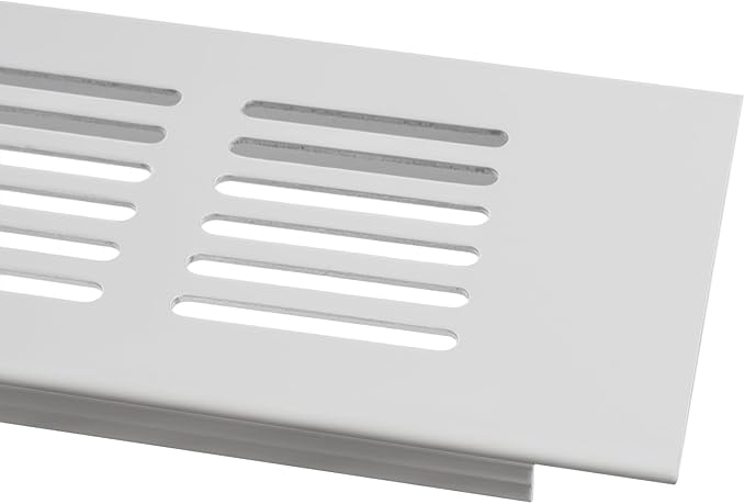 Vent Systems 11.81 x 2.36 (Outer Size) Air Supply Ventilation Grille - White Aluminum Rectangle Intake/Exhaust Door Vent Deflector - HVAC for Home Improvement Floor, Wall Duct Cover