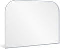 Modern Large Wall Mirror, Modern Mantel Minimalist Home Decor, Brushed Silver Metal Framed Arched Mirror for Living Room, Bedroom, Fireplace, Mantle, Entryway, Bathroom, 36" x 30", Silver