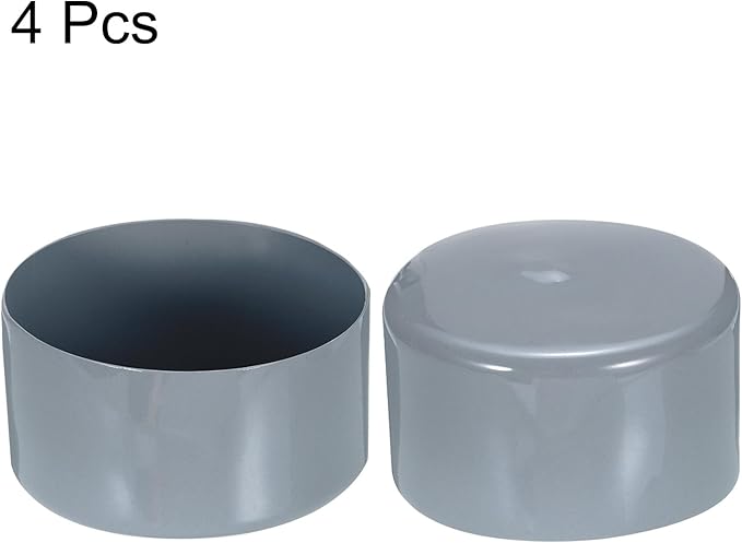 uxcell 4pcs Rubber End Caps 80mm ID Vinyl Round Tube Bolt Cap Cover Screw Thread Protectors Grey, 50mm Height