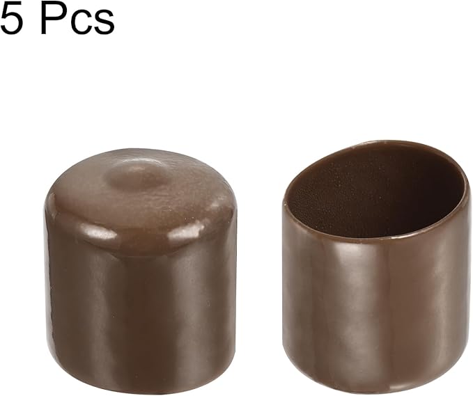 uxcell 5pcs Rubber End Caps 30mm(1 3/16") ID Vinyl PVC Round Tube Bolt Cap Cover Screw Thread Protectors Brown