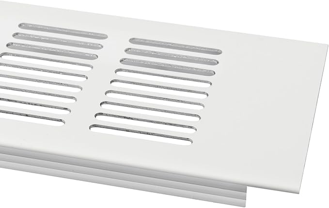 Vent Systems 19.69 x 3.15 Inch (Outer Size) Rectangular Door Vent - White Aluminum Vent Cover Toe Kick Vent Cover - HVAC for Home Cabinet Vent - Intake/Exhaust Door Return Air Vent