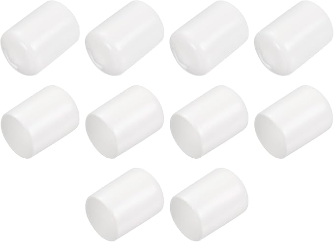 uxcell 10pcs Rubber End Caps 15mm ID Vinyl Round End Cap Cover Screw Thread Protectors White