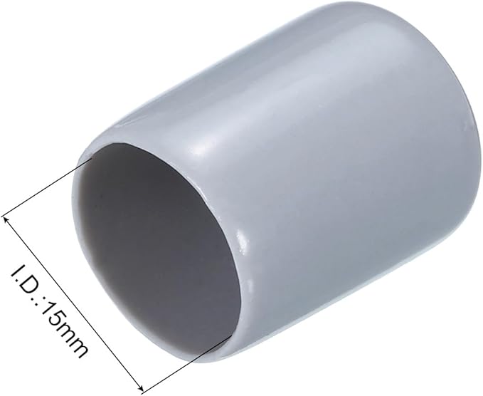 uxcell 10pcs Rubber End Caps 15mm ID Vinyl Round End Cap Cover Screw Thread Protectors, Grey