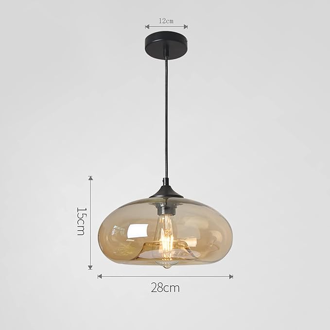 Industrial Pendant Light Shade of Onion Vintage Chandelier E26 Pendant Lighting for Kitchen Island Colorful Glass Cage (Amber)
