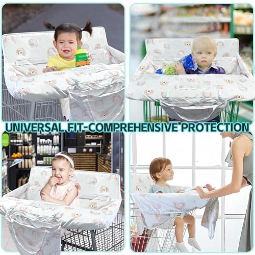 Shopping Cart Cover for Baby,2-in-1 High Chair Cover with Portable Cloth Bag,Cart Seat Pad for Babies Grocery Cushion Cover Restaurant,Suitable for All Supermarkets