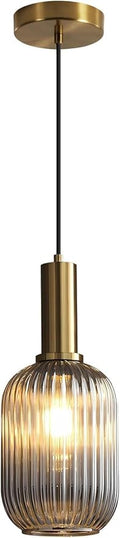 KCO Lighting Mini Smoke Glass Pendant Light Fixture 1-Light Brushed Gold Pendant Lights Kitchen Island Minimalist Globe Pendant Lighting Mid Century Modern Entry Hanging Light