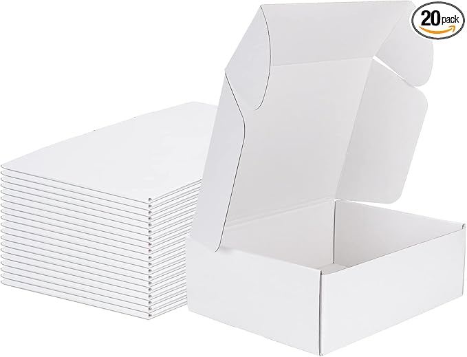 MEBRUDY 12x9x4 Shipping Boxes, 20 Pack White Literature Mailer Corrugated Cardboard Box for Small Business Mailing Packaging