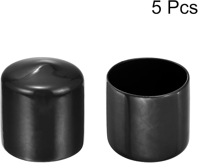 uxcell 5pcs Rubber End Caps 1 5/8"(41mm) ID Vinyl PVC Round Tube Bolt Cap Cover Screw Thread Protectors Black