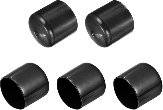 uxcell 5pcs Rubber End Caps 1 7/8"(47mm) ID Vinyl PVC Round Tube Bolt Cap Cover Screw Thread Protectors Black