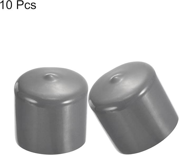 uxcell 10pcs Rubber End Caps 46mm ID Vinyl Round End Cap Cover Screw Thread Protectors Dark Grey