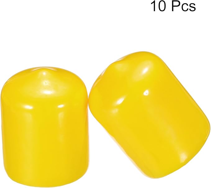 uxcell 10pcs Rubber End Caps 16mm(5/8") ID Vinyl Round End Cap Cover Screw Thread Protectors, Yellow