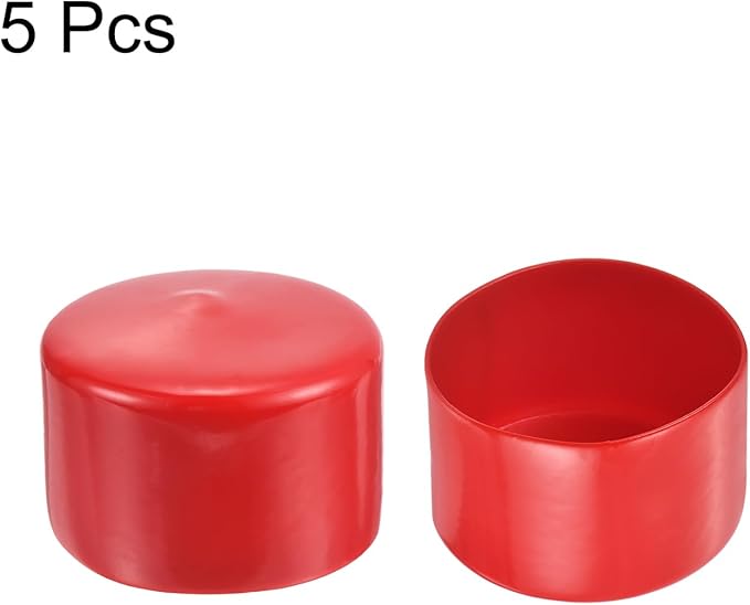 uxcell 5pcs Rubber End Caps 2 9/16"(65mm) ID Vinyl PVC Round Tube Bolt Cap Cover Screw Thread Protectors Red