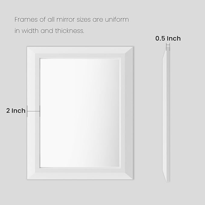 Amorho Bathroom Mirror, 72 X36 Inch White Thick Metal Framed Wall Mirrors for Over 2 Sinks, Bedroom, Living Room, Entryway, Large Rectangle Wall-Mounted Mirrors.